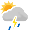 Light rain showers and thunder