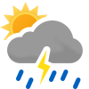 Heavy rain showers and thunder