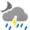 Heavy rain showers and thunder
