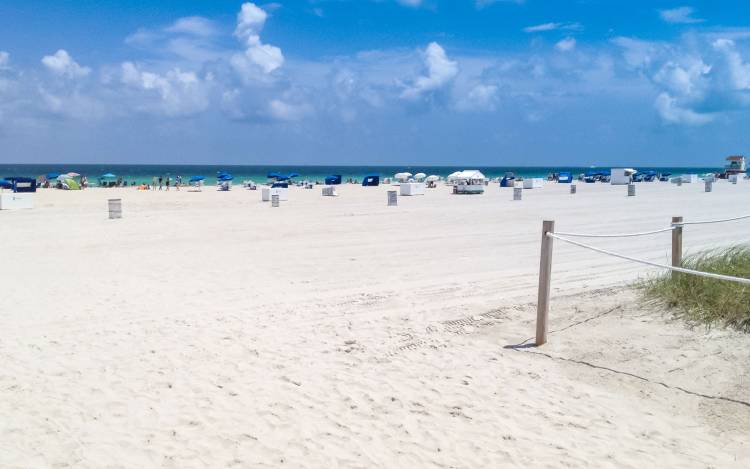 Amateur beach nudists stretching on the golden sand