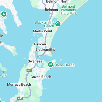 Blacksmiths Beach surf map