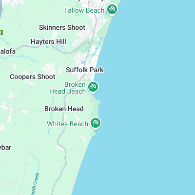 Broken Head surf map