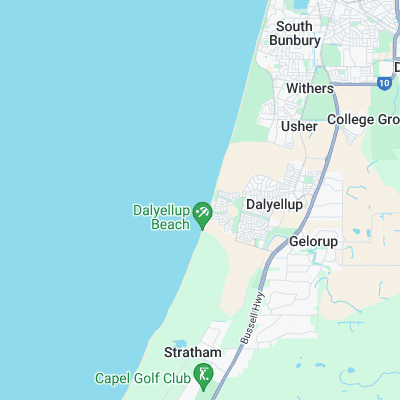 Dalyellup Beach surf map