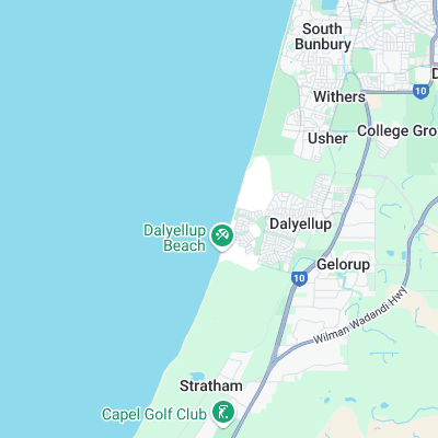 Dalyellup Beach surf map