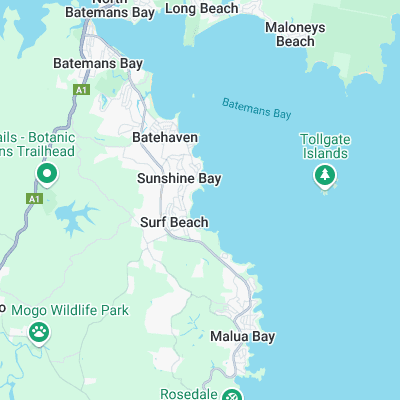 Denhams Beach - Rooster Tail surf map