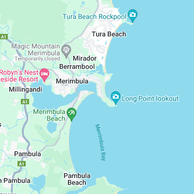 Merimbula bar surf map