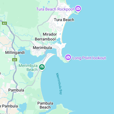 Merimbula bar surf map