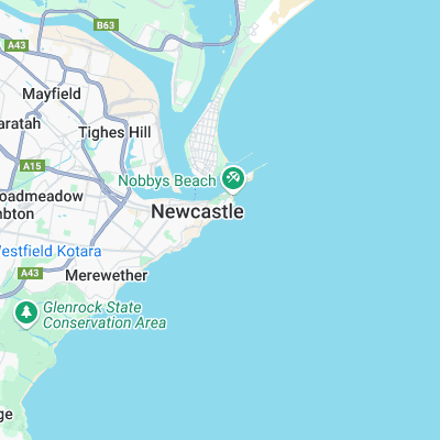 Newcastle Beach surf map