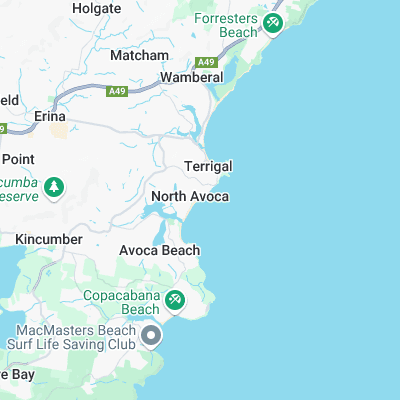 North Avoca Back Reef surf map