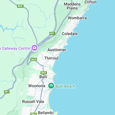 Thirroul surf map