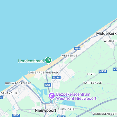 Westende surf map