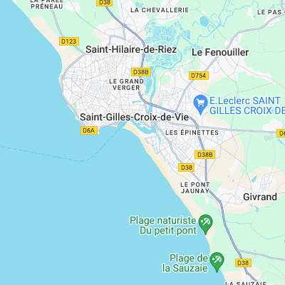 Saint Gilles Croix de vie surf map