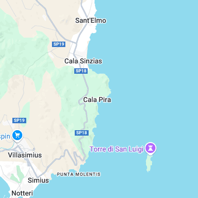 Cala Pira surf map