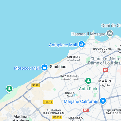 Ain Diab surf map