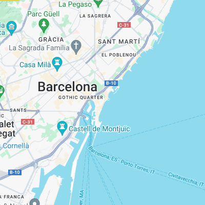 Barceloneta surf map