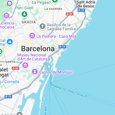 Barceloneta surf map