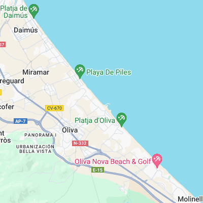 Oliva Beach surf map