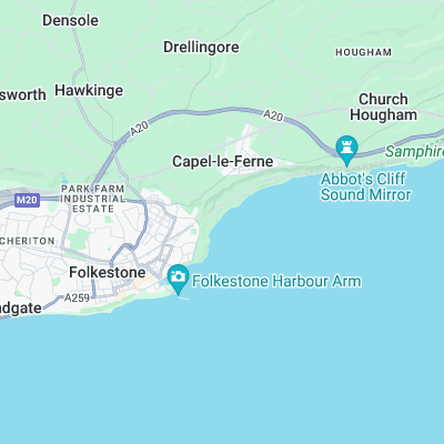 Folkestone East Cliff Sands surf map