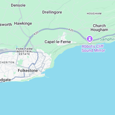 Folkestone East Cliff Sands surf map