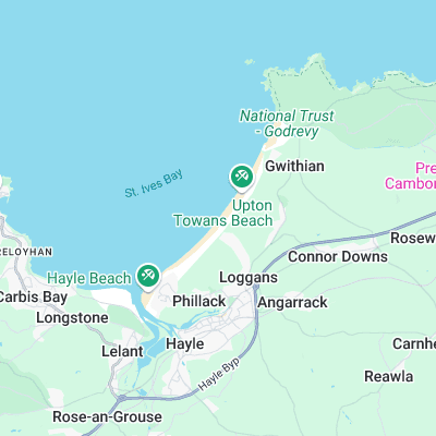 Hayle Towans surf map