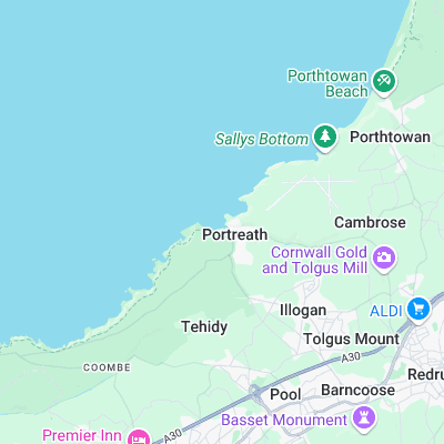 Portreath Harbour Wall surf map