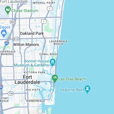 Fort Lauderdale - 14th Street surf map