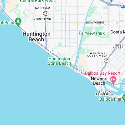 Huntington State Beach surf map