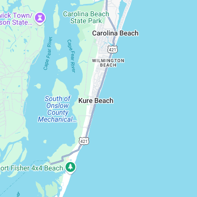 Kure Beach surf map