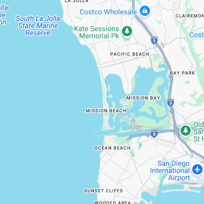 Mission Beach surf map