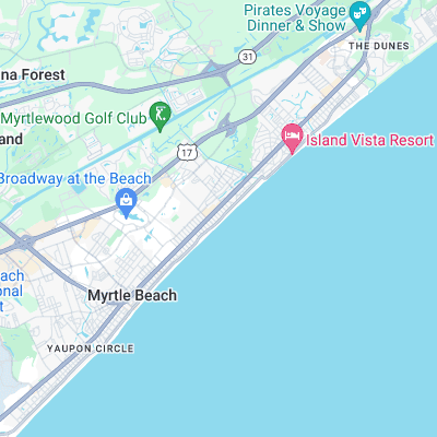 Myrtle Beach 38th to 41st surf map