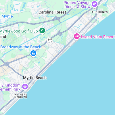 Myrtle Beach 38th to 41st surf map