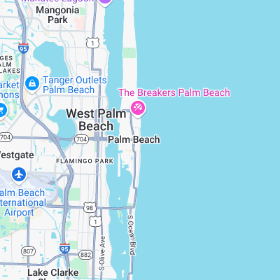 Palm Beach surf map