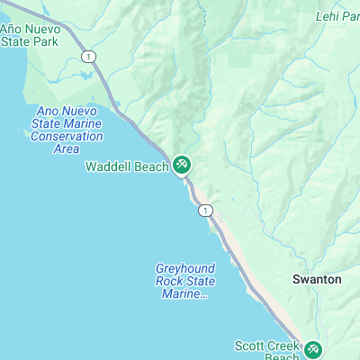 Waddell Creek surf map